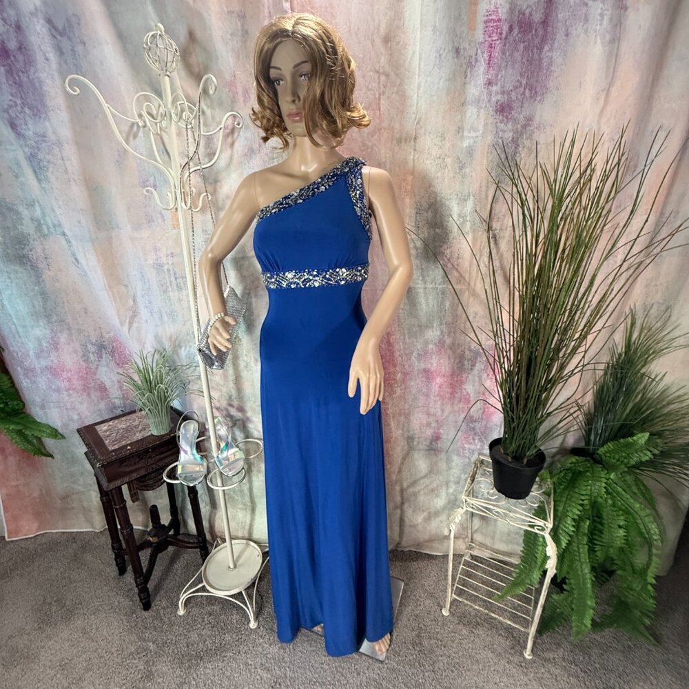 VTG 📌Beata Studio Beaded 90s One Shoulder Stunning Backside Formal Prom Gown